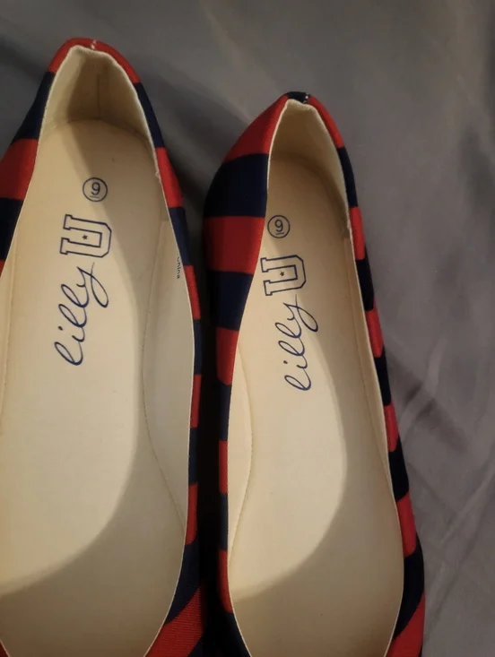 NWOT Red and Navy Striped Women’s Ballet Flats - Picture 3 of 7